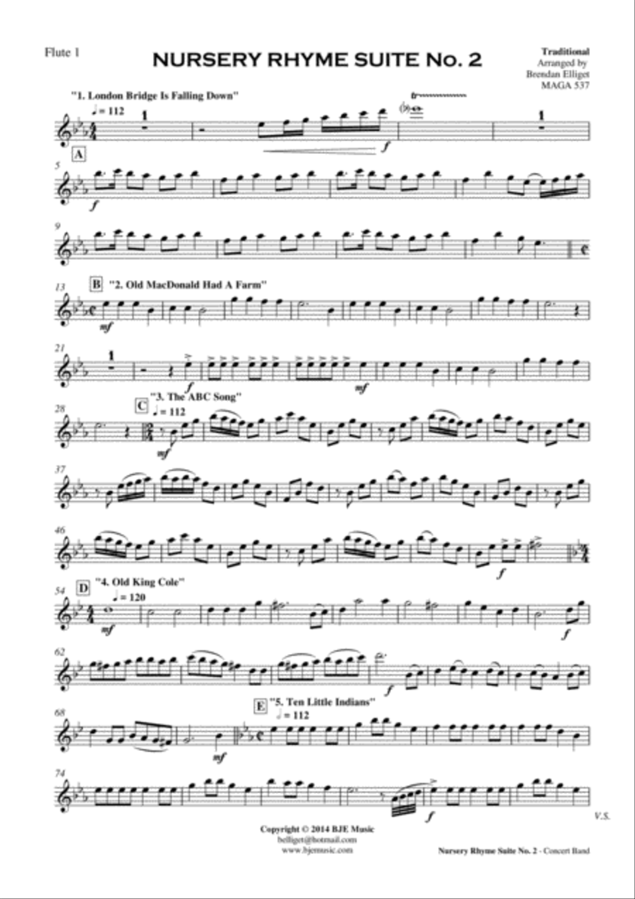 Nursery Rhyme Suite No. 2 - Concert Band Score and parts image number null