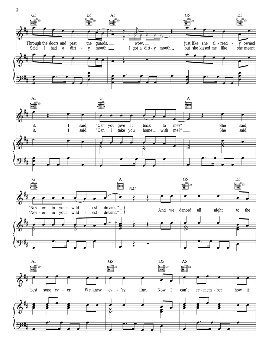 Best Song Ever Piano, Vocal, Guitar scores gallery preview page 2