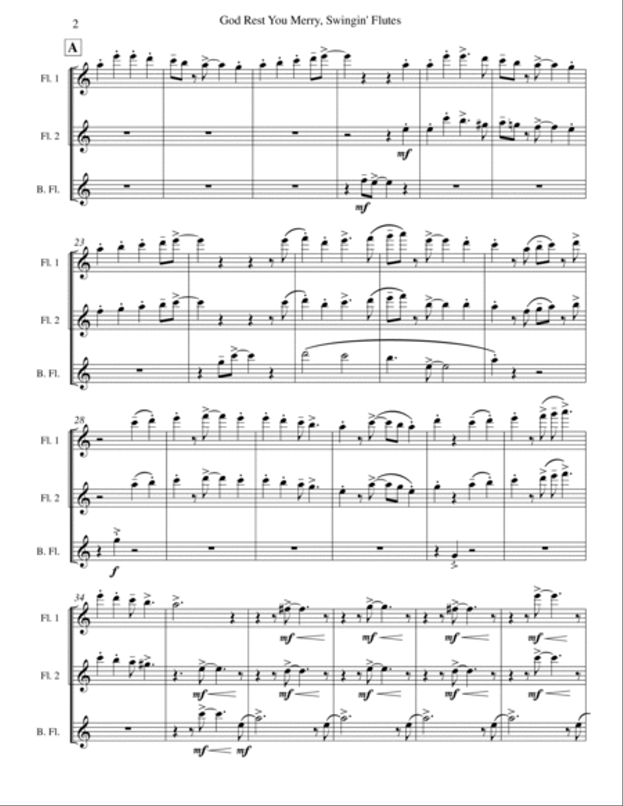 God Rest You Merry, Gentlemen (Flute Trio) Woodwind Trio scores gallery preview page 2