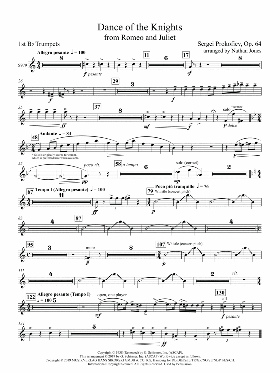 Dance of the Knights (from Romeo and Juliet) - Trumpet 1 Concert Band scores gallery preview page 1