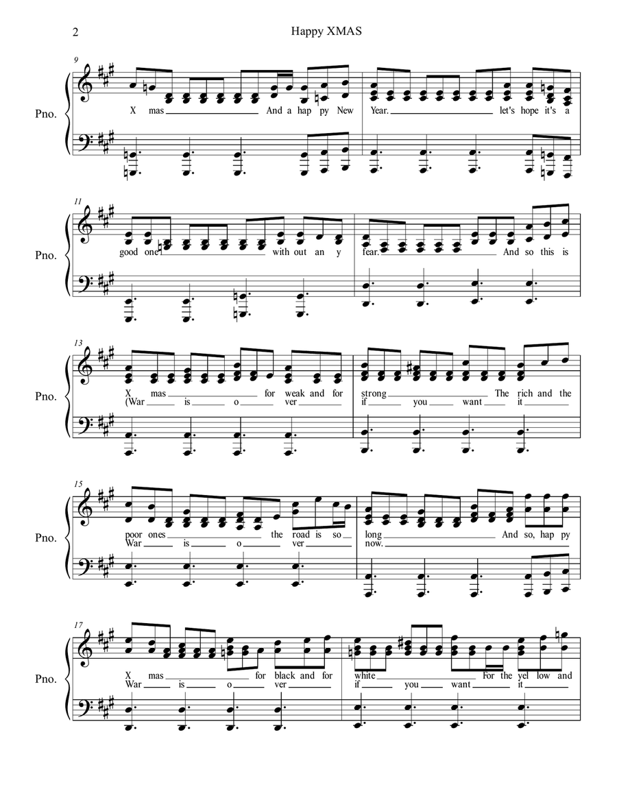 Happy Xmas (War Is Over) Voice scores gallery preview page 2