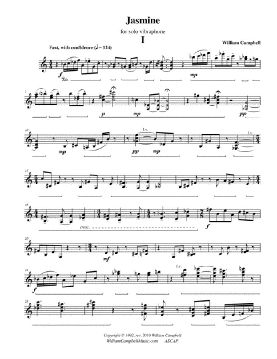 Jasmine, for solo vibraphone Vibraphone scores gallery preview page 3