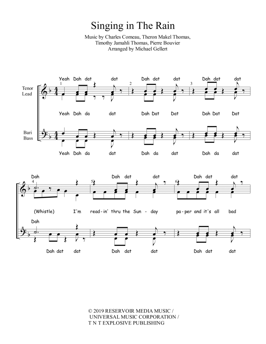Singing In The Rain SSAA scores gallery preview page 1