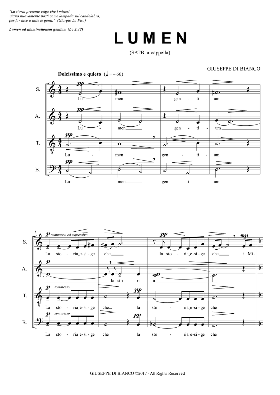 Lumen 4-Part - Digital Sheet Music