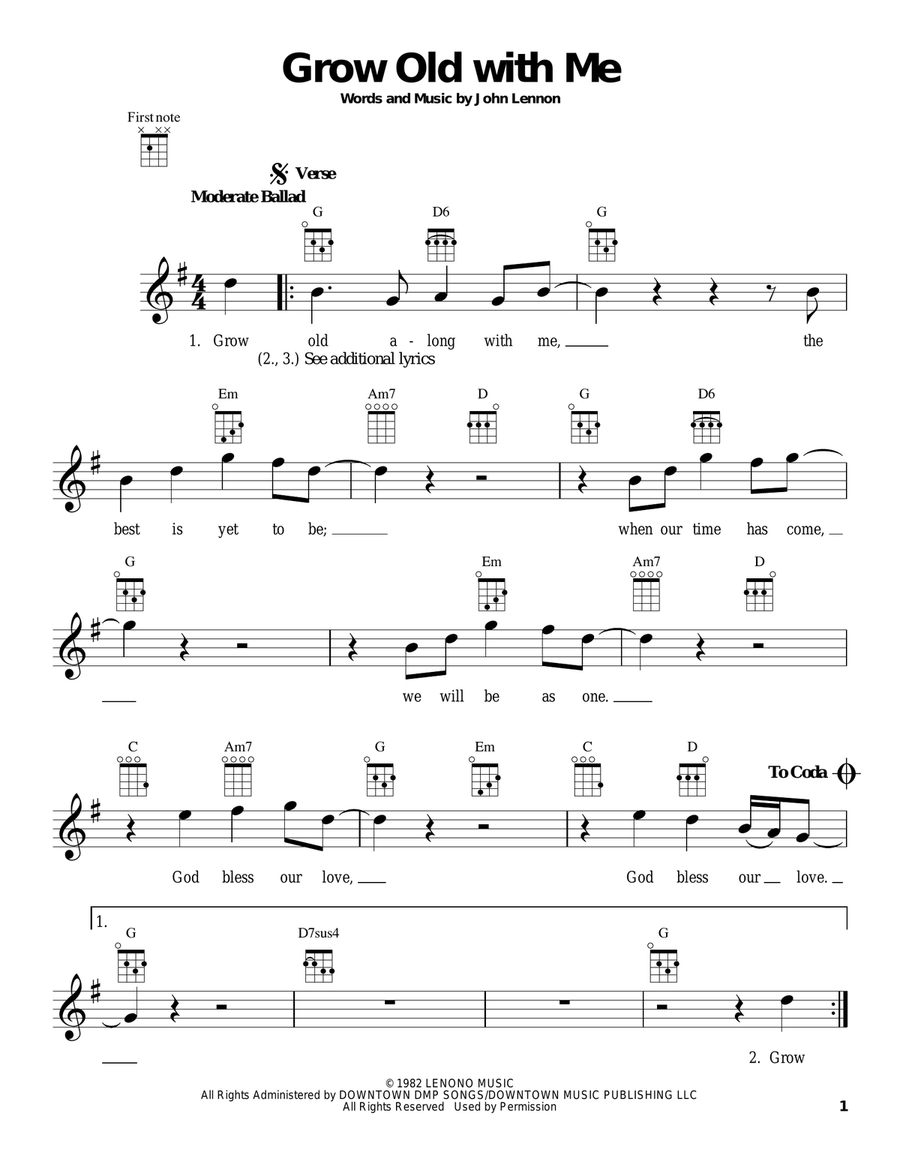 Grow Old With Me Ukulele scores gallery preview page 1