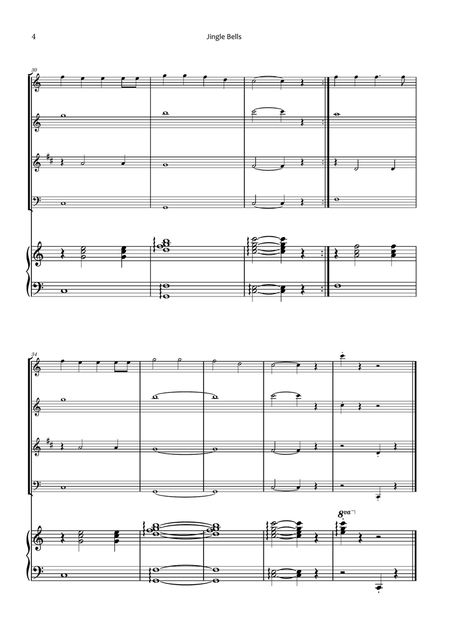 Jingle Bells Woodwind Quartet scores gallery preview page 4