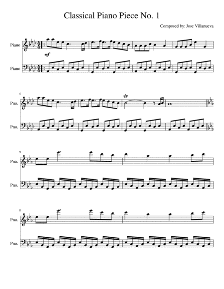 Classical Piano Piece No. 1 Piano Solo scores gallery preview page 1