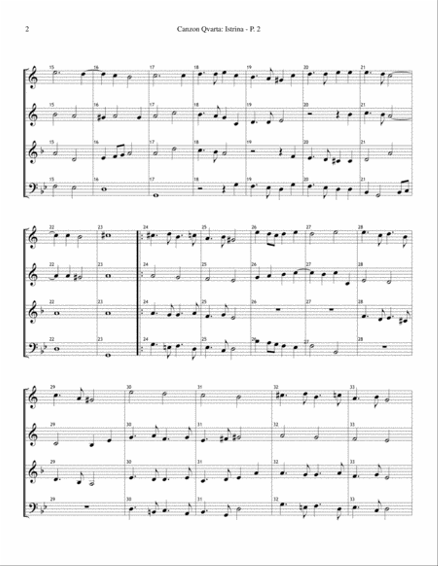 Brass Quartet Istrinia - Aurelio Bonelli (1569 - c.1630) Brass Quartet scores gallery preview page 2