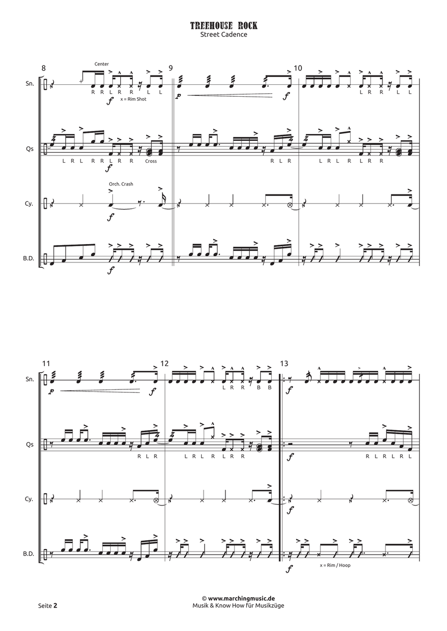 TREEHOUSE ROCK Street Cadence (Drumline) Marching Band scores gallery preview page 3