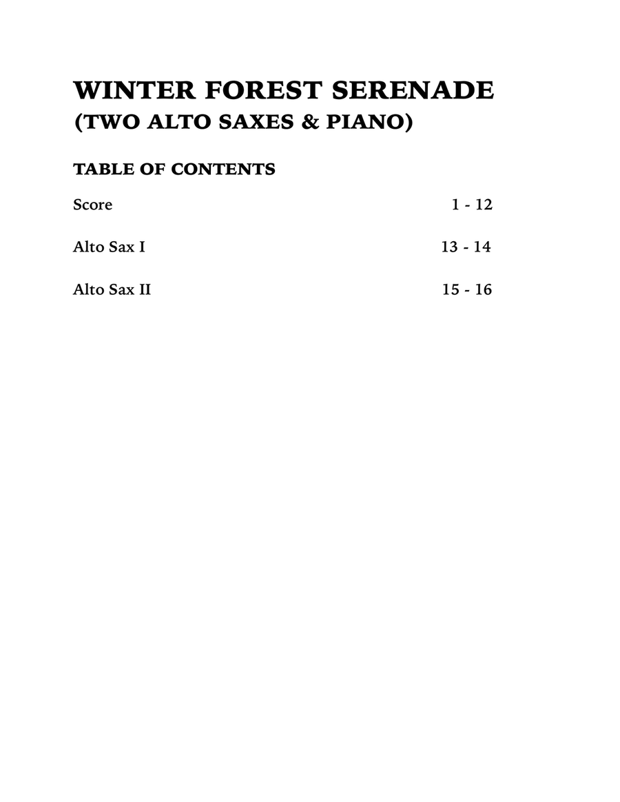 Winter Forest Serenade (Trio for Two Alto Saxes and Piano) Woodwind Duet scores gallery preview page 4