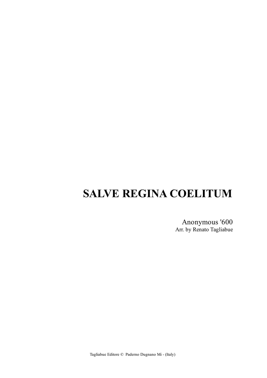 SALVE REGINA COELITUM - Arr. for String Quartet - With Parts String Quartet scores gallery preview page 1