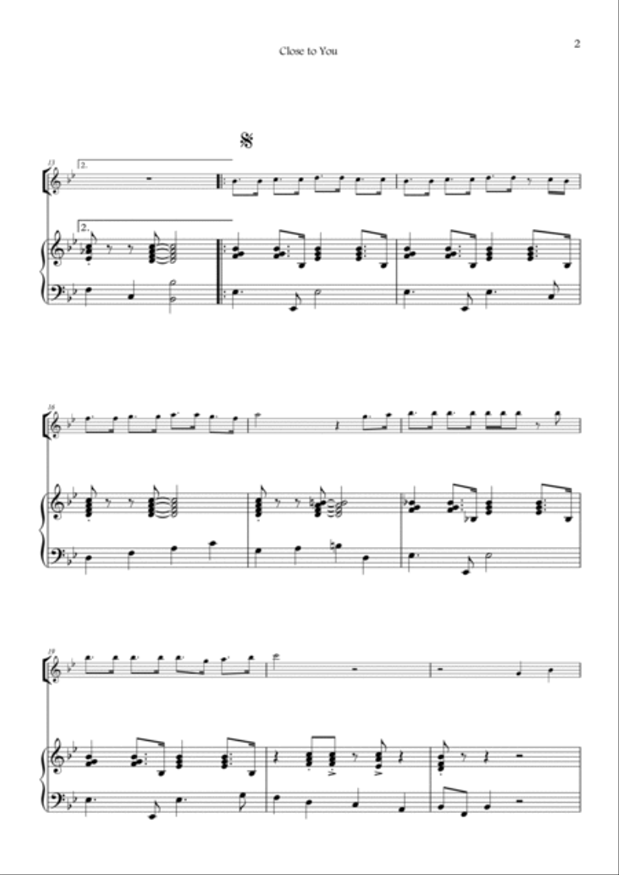 Close To You Flute Solo scores gallery preview page 2