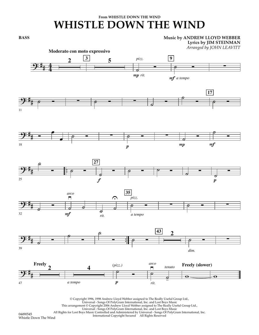 Whistle Down The Wind - String Bass Orchestra scores gallery preview page 1