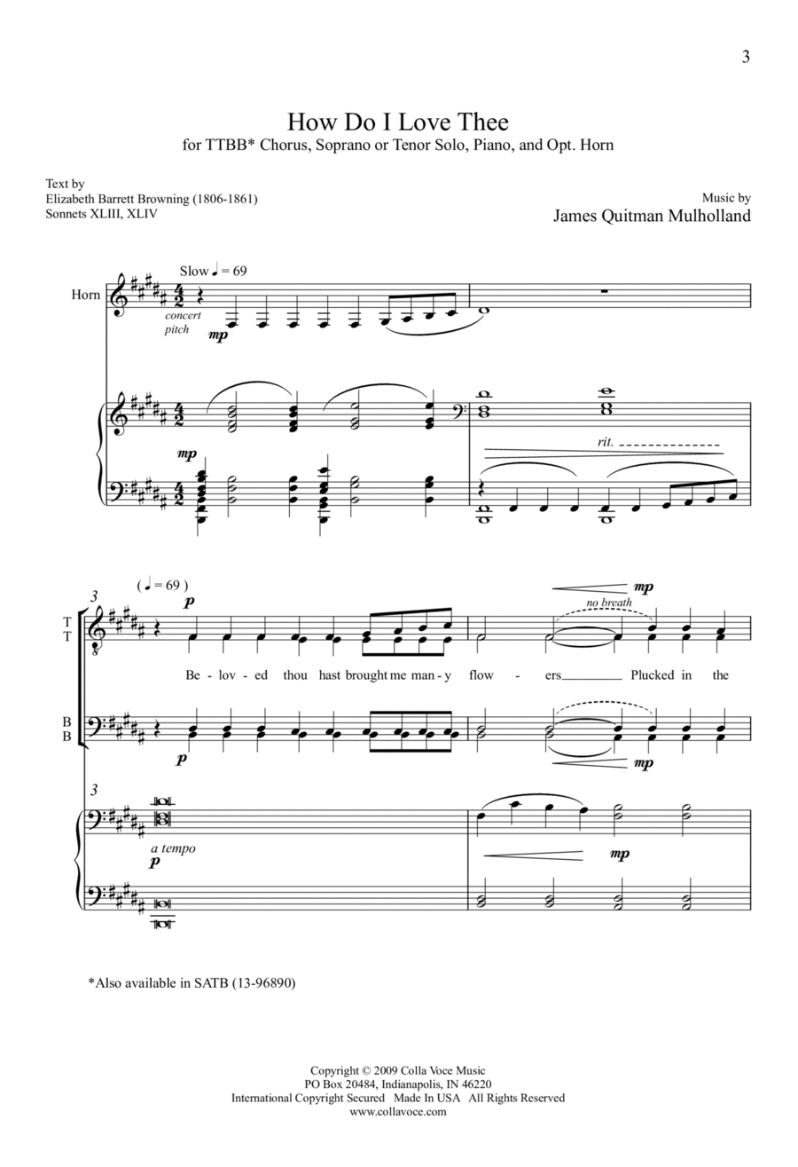 How Do I Love Thee How Do I Love Thee TTBB scores gallery preview page 1