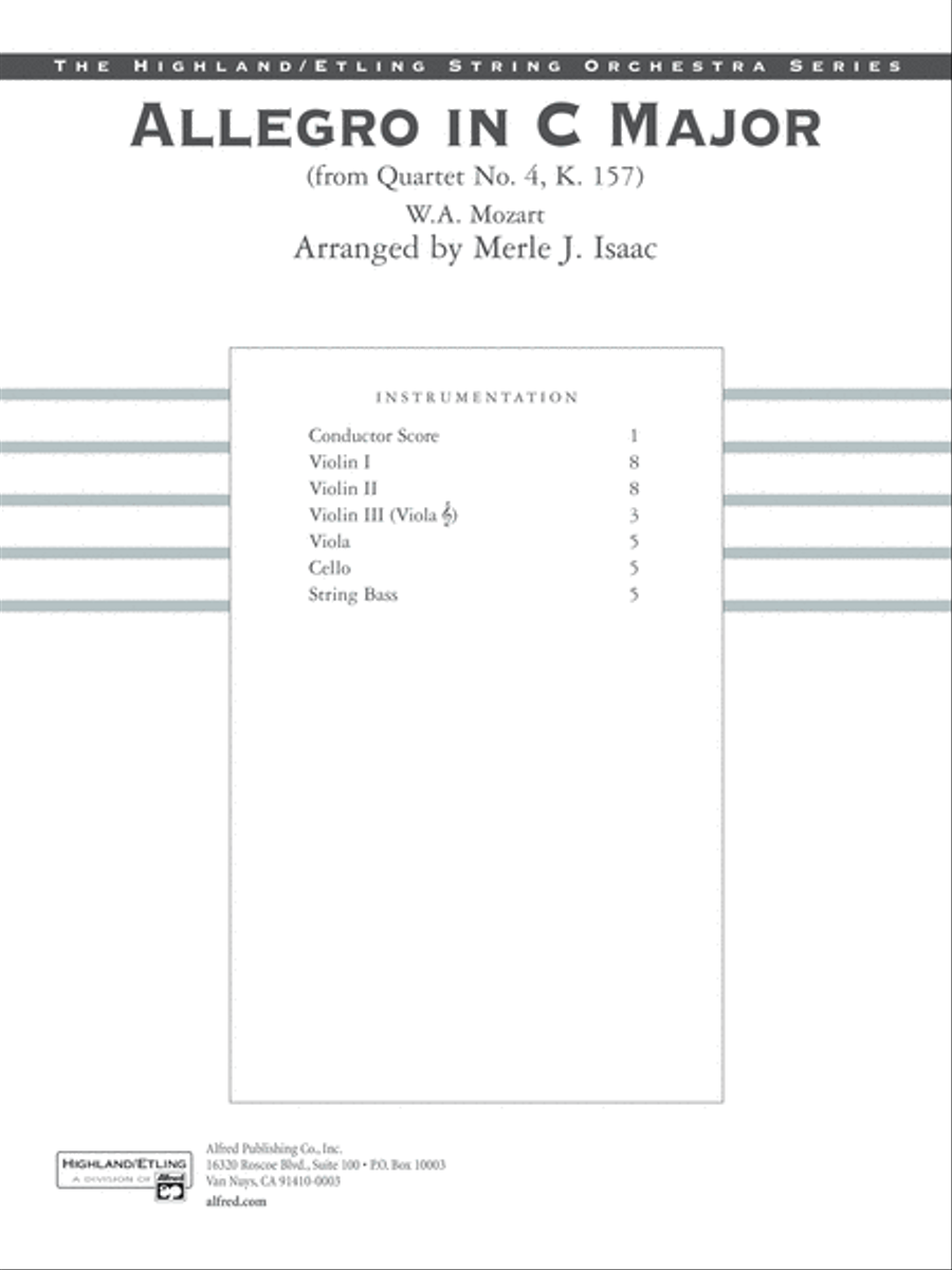 Allegro in C Major: Score String Orchestra scores gallery preview page 1