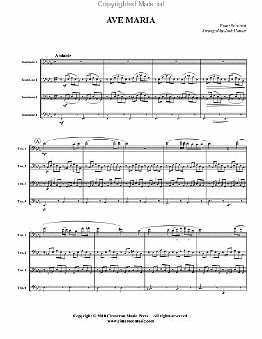 Ave Maria Ave Maria Trombone Quartet scores gallery preview page 2