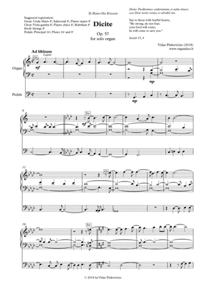 Dicite, Op. 57 (2018) for solo organ