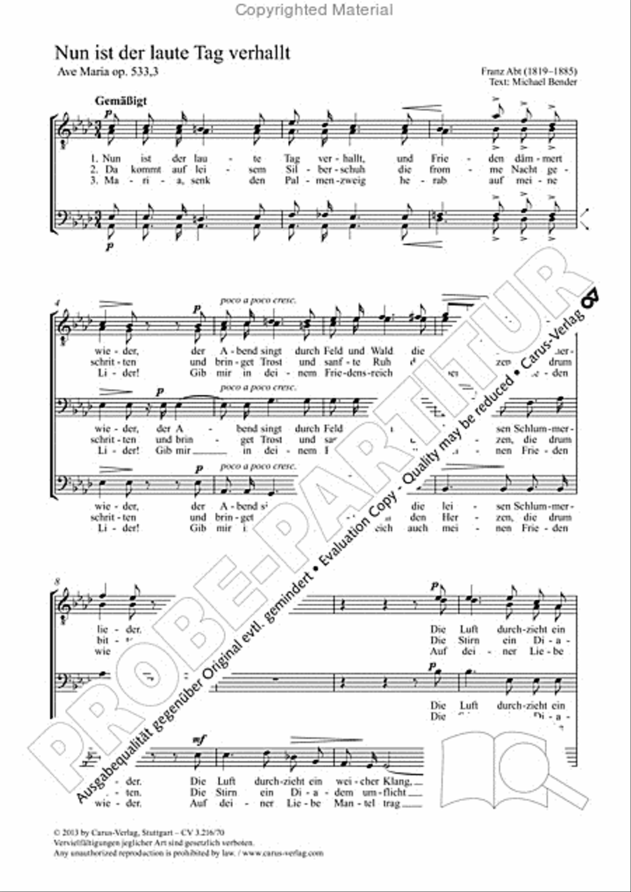Nun ist der laute Tag verhallt Choir scores gallery preview page 2