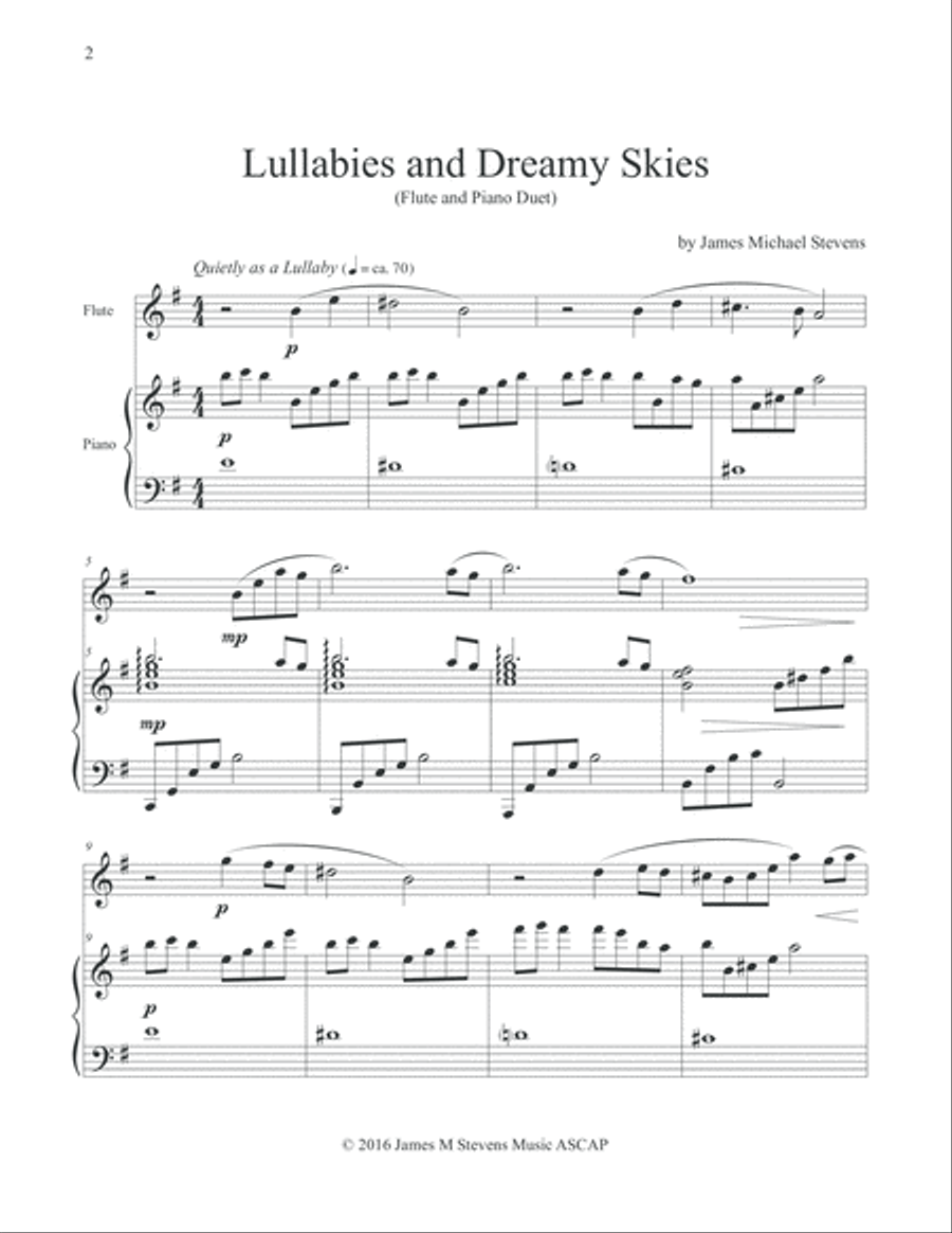 Lullabies and Dreamy Skies - FLUTE & PIANO Flute Solo scores gallery preview page 2