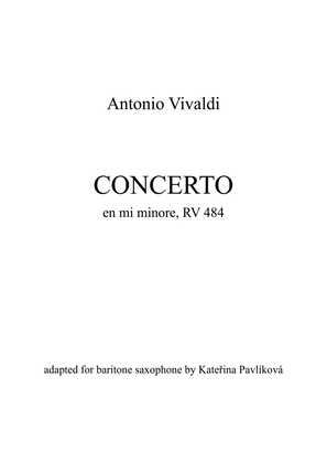 Book cover for A. Vivaldi: Bassoon Concerto in E minor for Baritone Saxophone