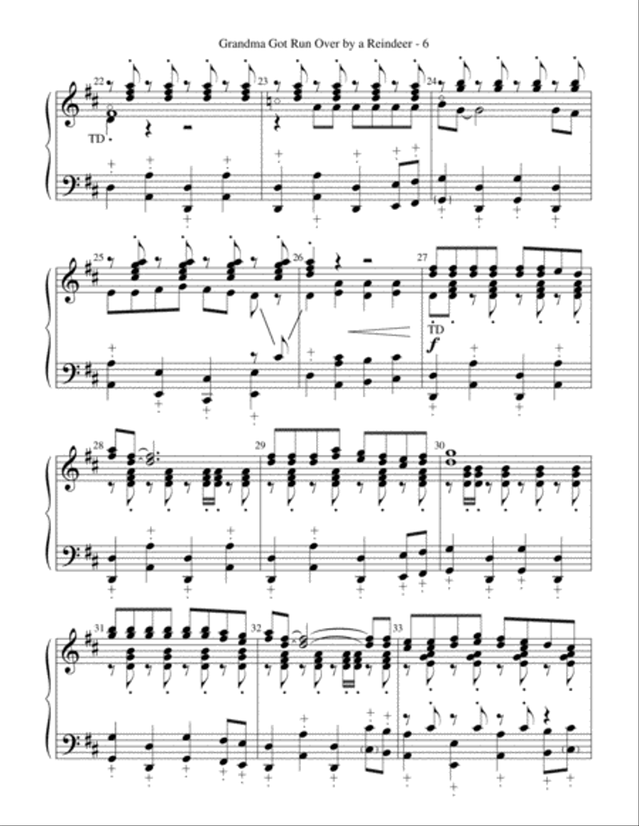 Grandma Got Run Over By A Reindeer Handbell Choir scores gallery preview page 6