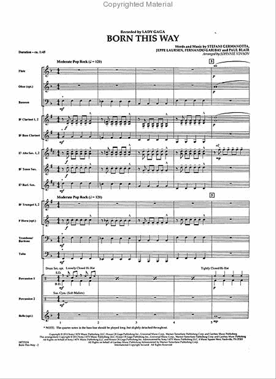 Born This Way Born This Way Concert Band scores gallery preview page 2