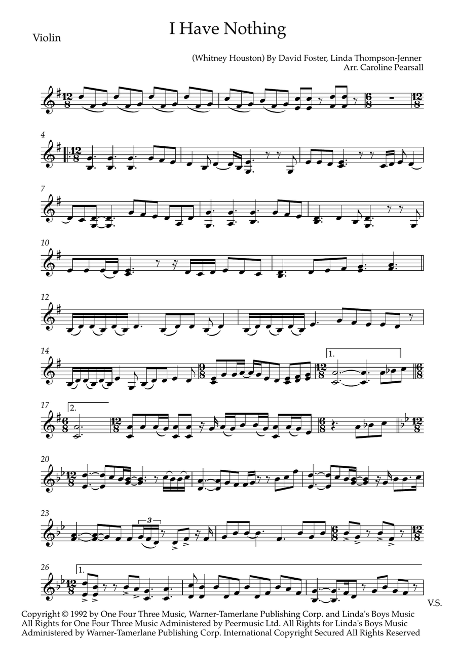 I Have Nothing I Have Nothing Violin Solo scores gallery preview page 1