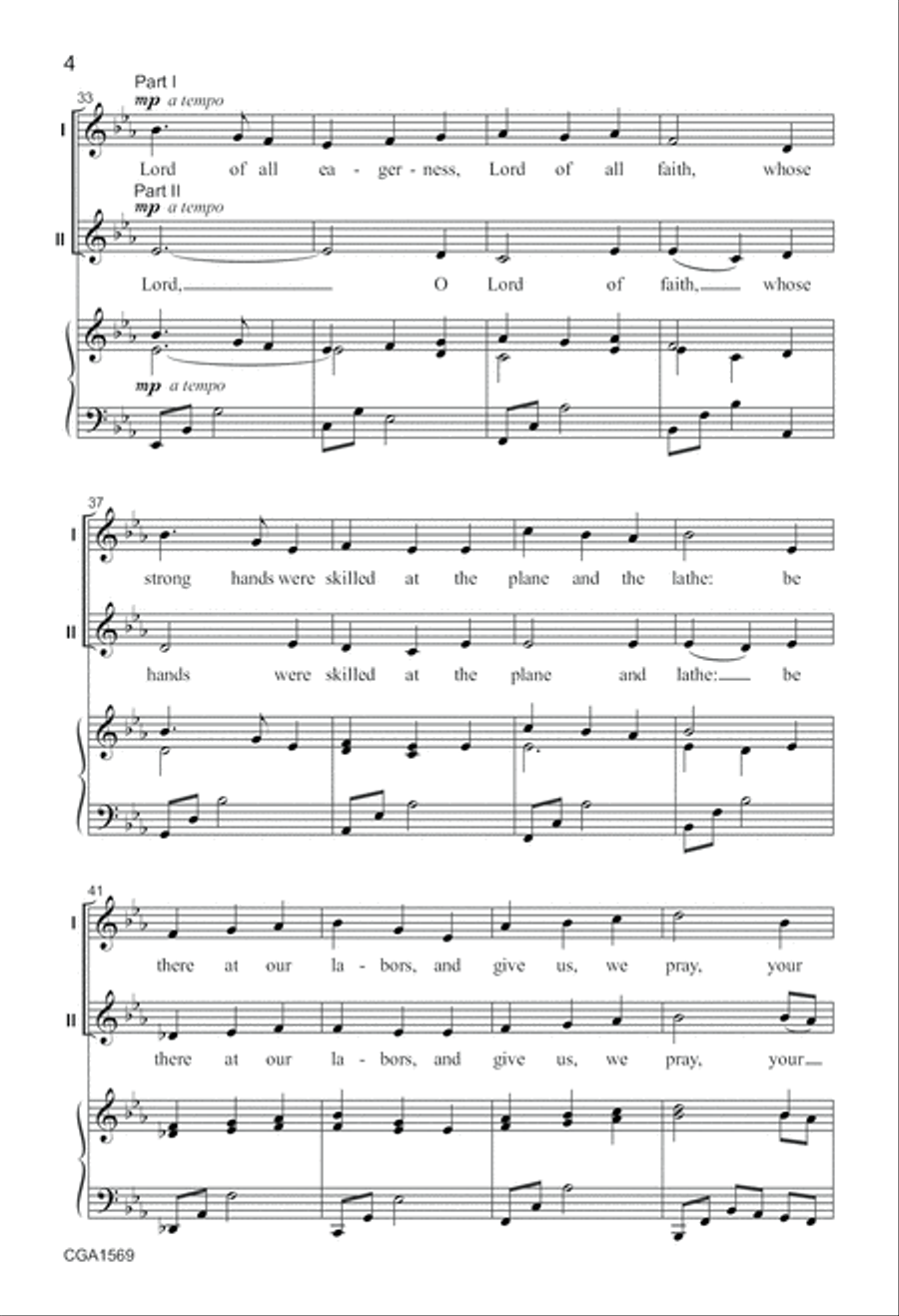 Lord of All Hopefulness Unison Choir scores gallery preview page 4