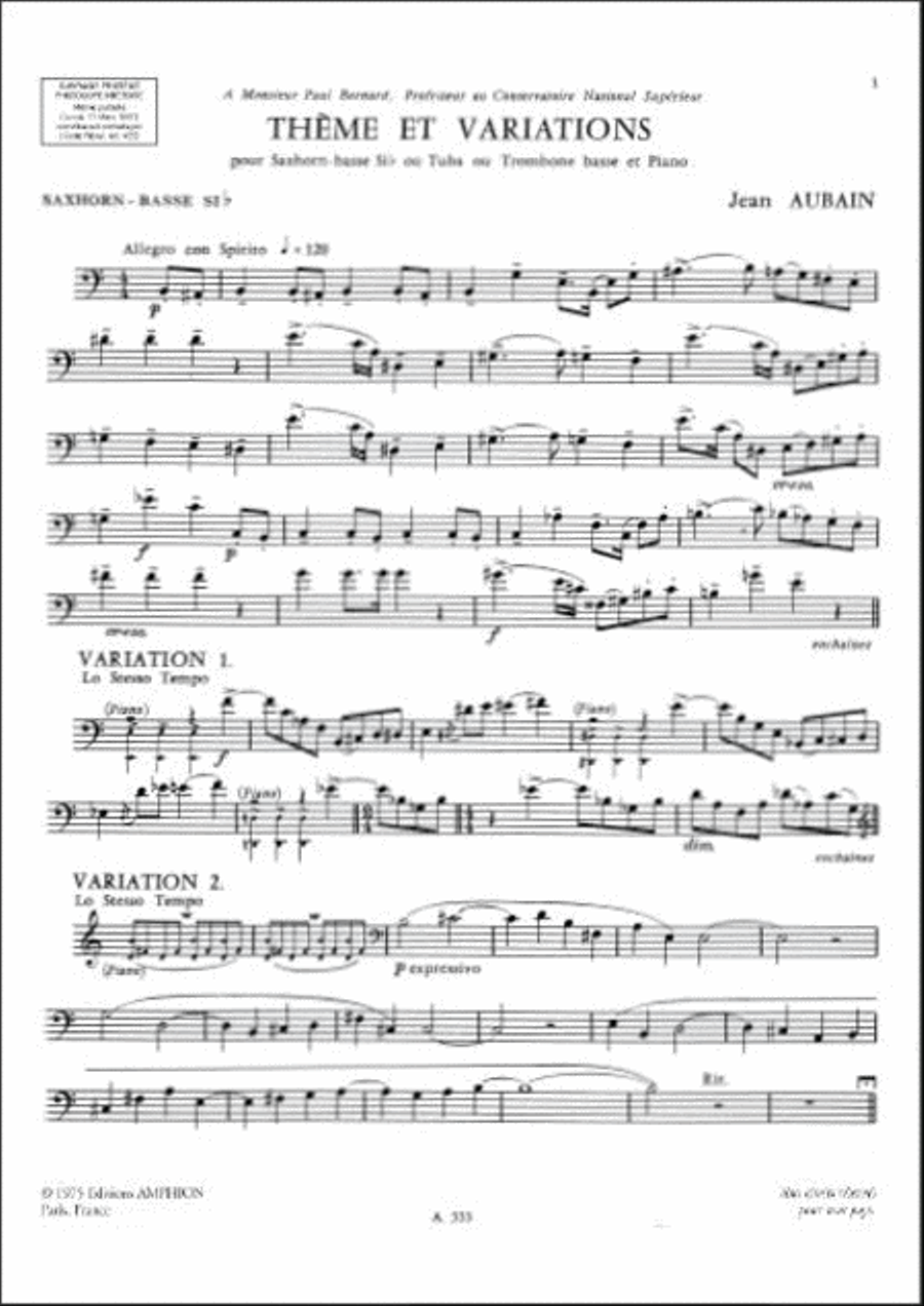 Theme et Variations Tuba Trombone scores gallery preview page 3