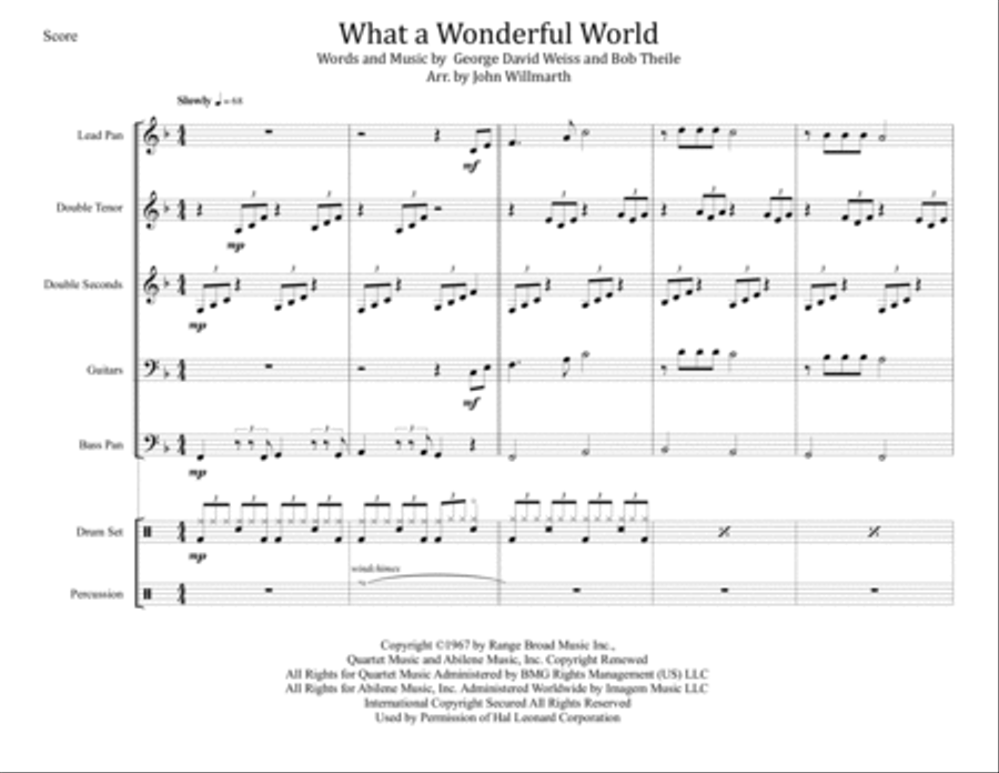 What A Wonderful World Steel Drum Band scores gallery preview page 1