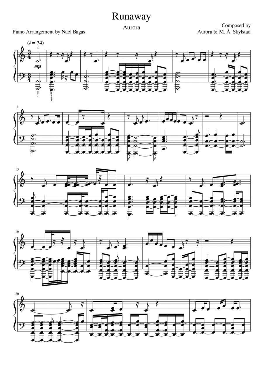 Runaway Runaway Piano Solo scores gallery preview page 1