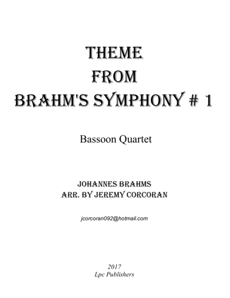 Theme from Brahms Symphony #1 for Bassoon Quartet image number null