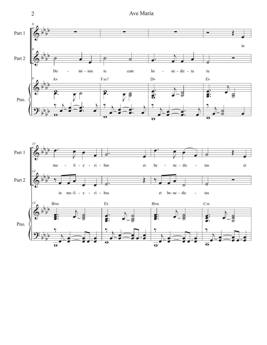 Ave Maria (Mother of Divine Mercy) (2-part choir) 2-Part scores gallery preview page 2