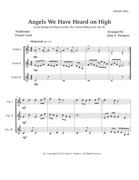 Angels We Have Heard on High (Violin Trio) image number null