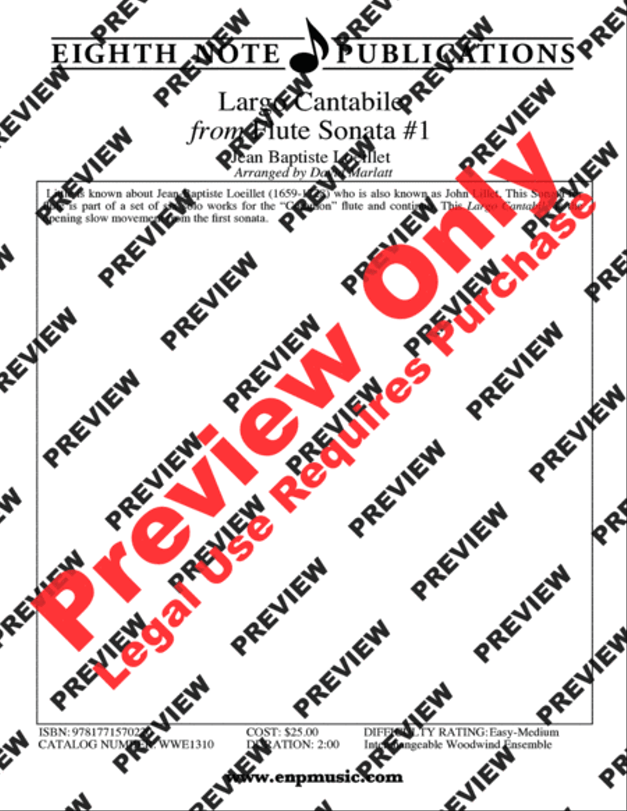 Largo Cantabile (from Flute Sonata #1) Woodwind Ensemble scores gallery preview page 2