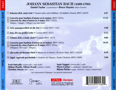Bach: Arias & Oboe D'Amore