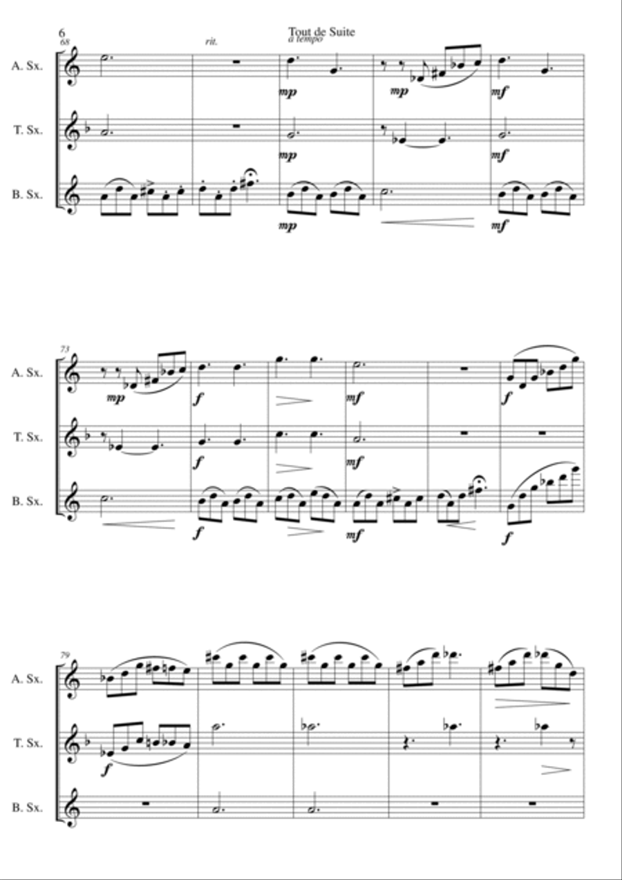 Tout de Suite (or Toot Sweet) for saxophone trio Woodwind Trio scores gallery preview page 6