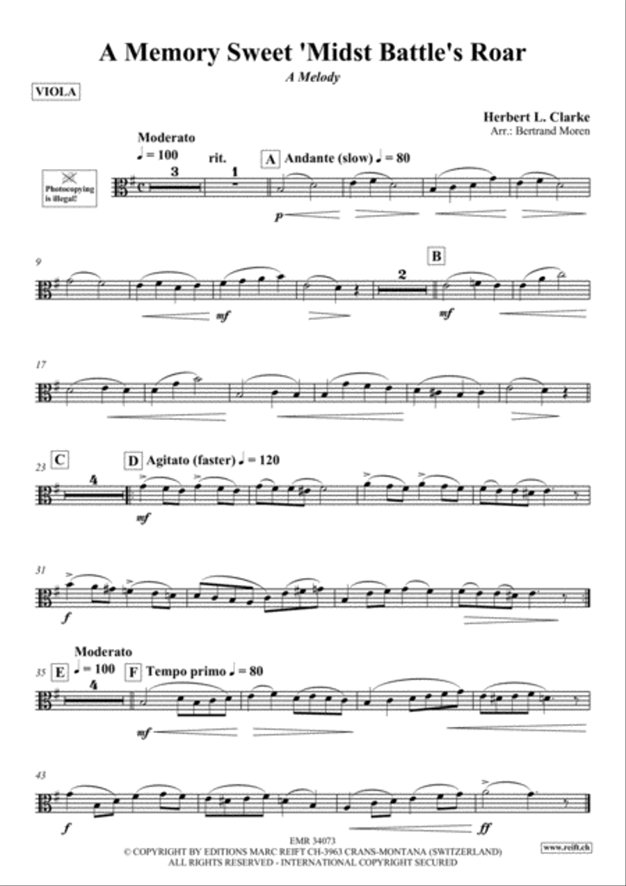 A Memory Sweet 'Midst Battle's Roar Viola scores gallery preview page 2