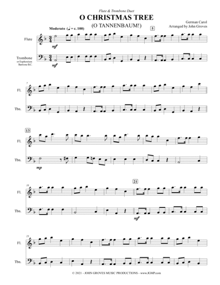 O Christmas Tree (O Tannenbaum!) - Flute & Trombone Duet image number null