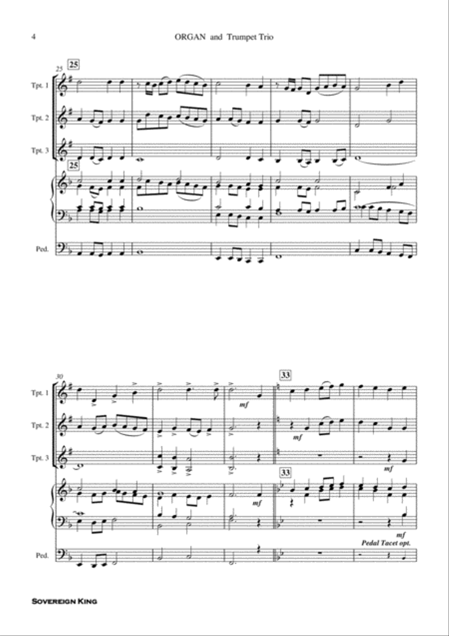Sovereign King - Trumpet Trio with Organ Score and Parts PDF Trumpet Trio scores gallery preview page 5