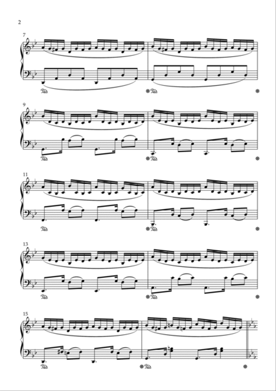 G minor Theme from: Prélude No. 2 in C Minor BWV 847 Piano Solo scores gallery preview page 2