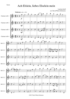 Ach Elslein, liebes Elselein mein for clarinet quartet (4 B flats)