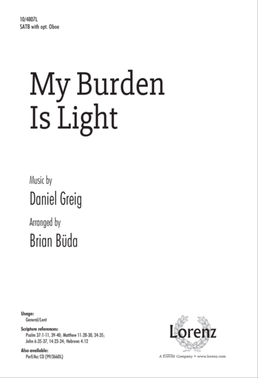 My Burden Is Light 4-Part scores gallery preview page 1