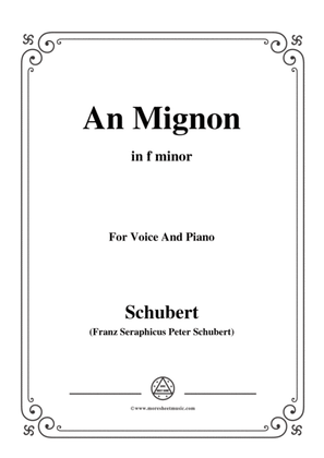 Book cover for Schubert-An Mignon(To Mignon),Op.19 No.2,in f minor,for Voice&Piano