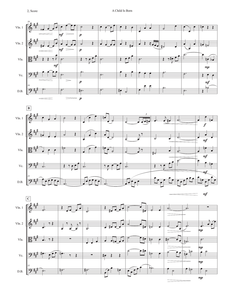 A Child Is Born A Child Is Born String Quintet scores gallery preview page 2