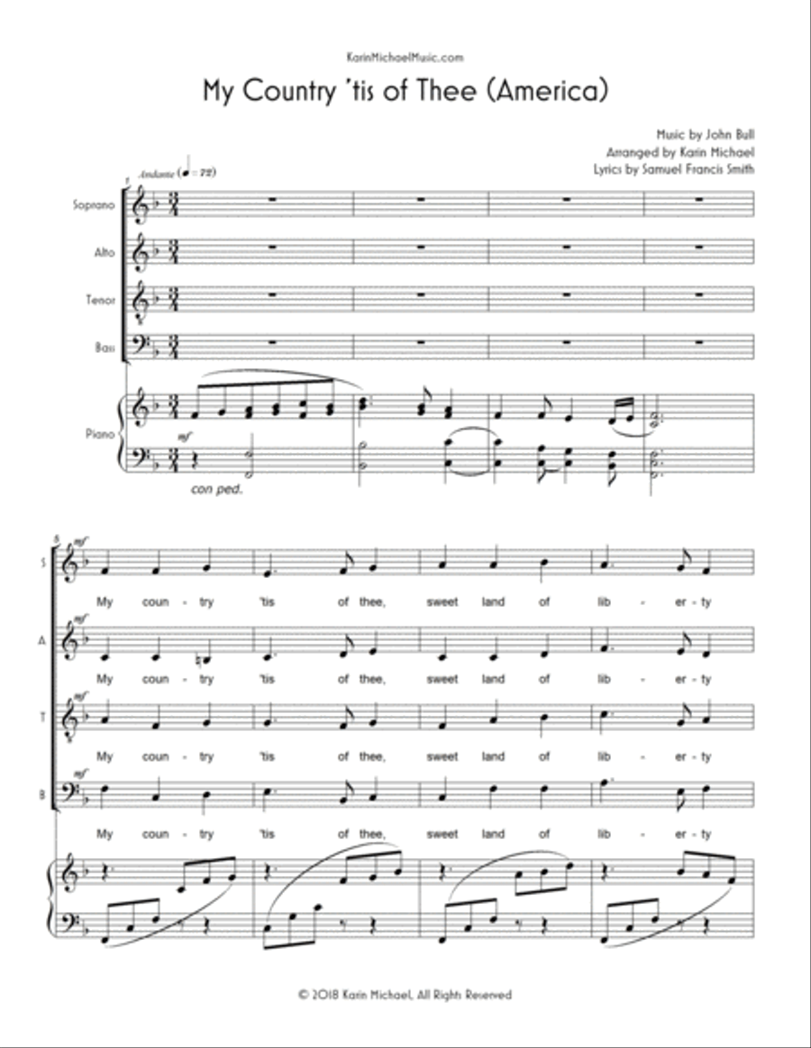 My Country 'tis of Thee (America) Divisi scores gallery preview page 2