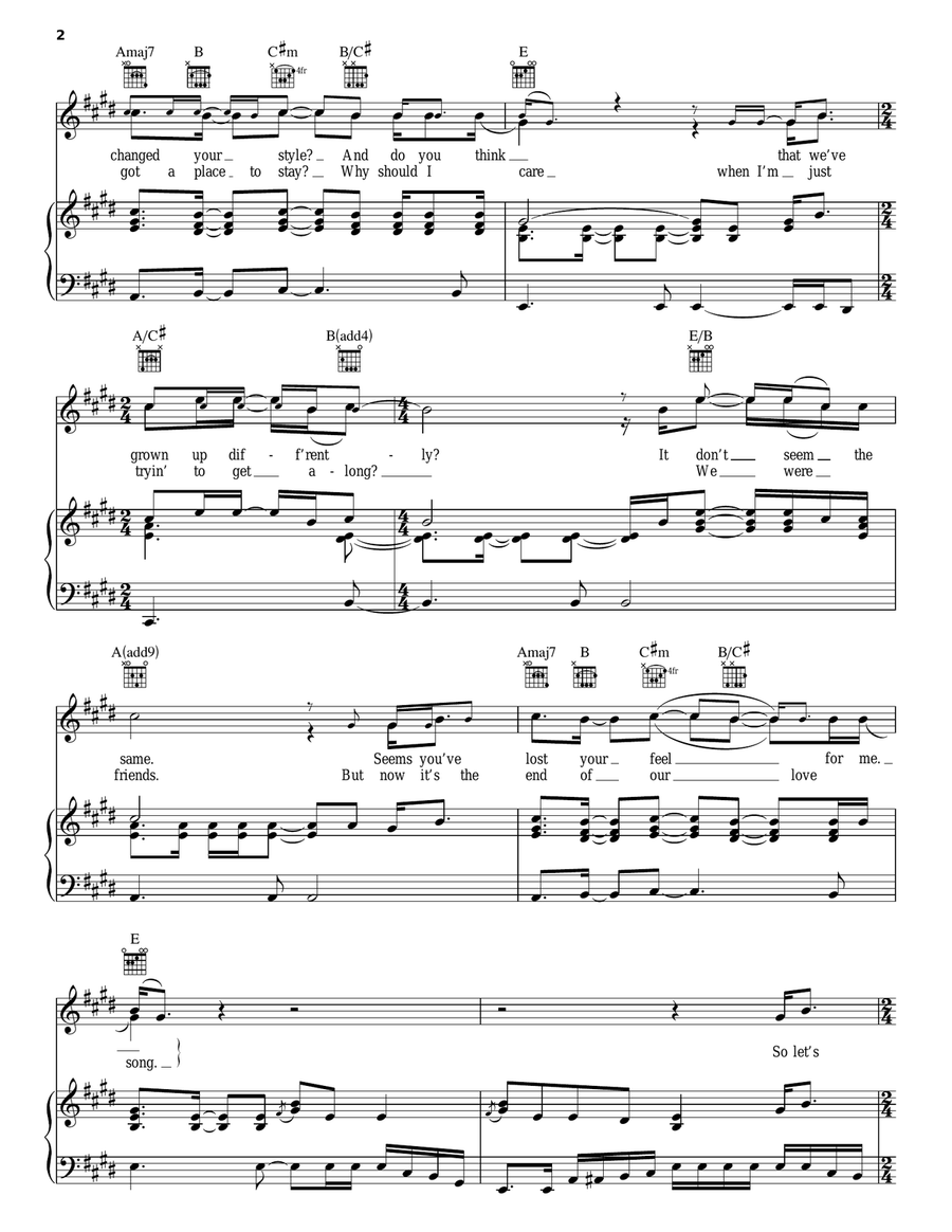 We Just Disagree Piano, Vocal, Guitar scores gallery preview page 2