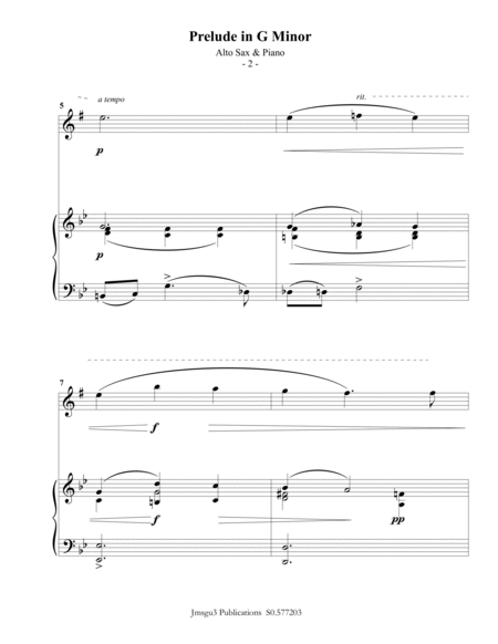 Scriabin: Prelude in G Minor for Alto Sax & Piano image number null