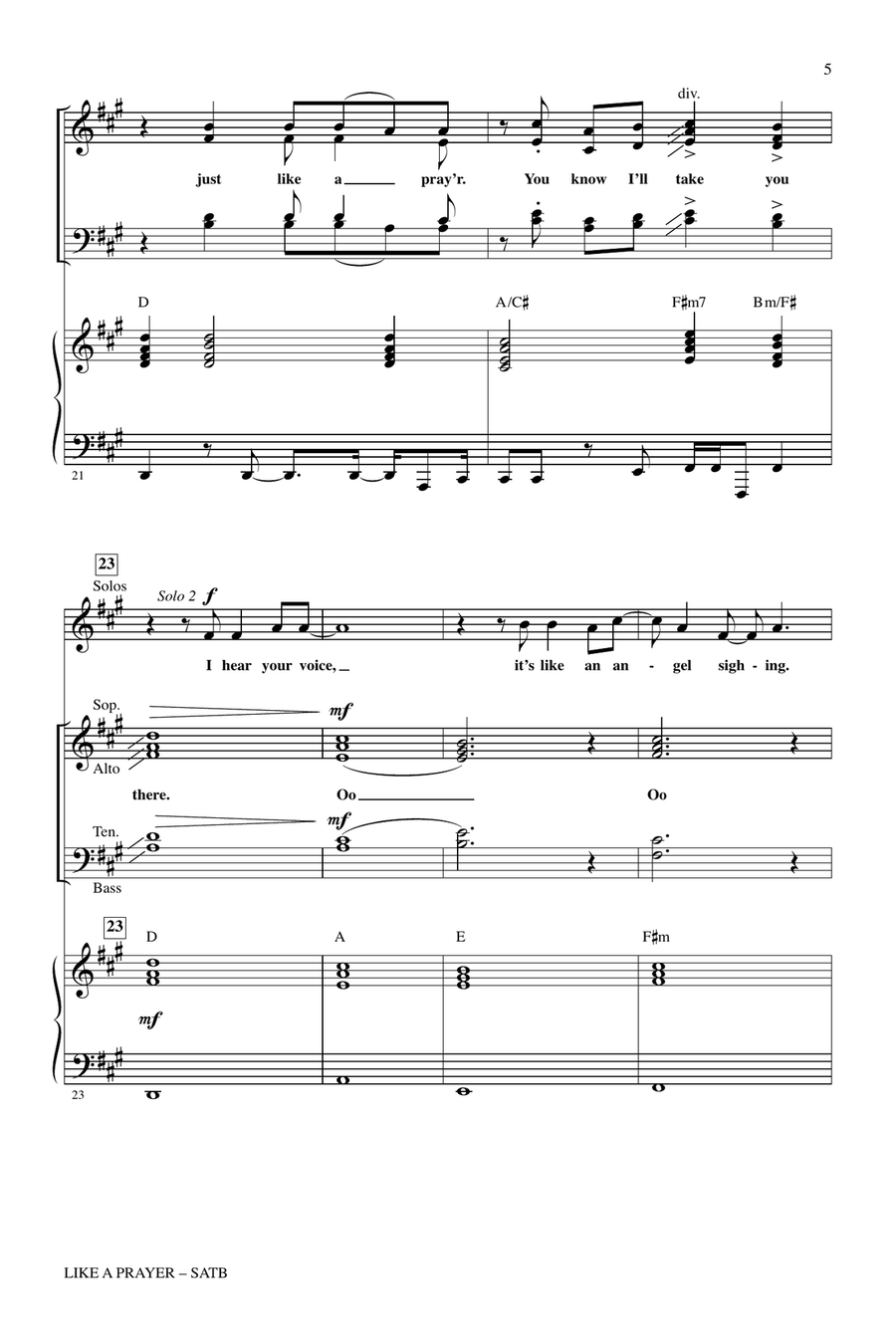 Like A Prayer 4-Part scores gallery preview page 4