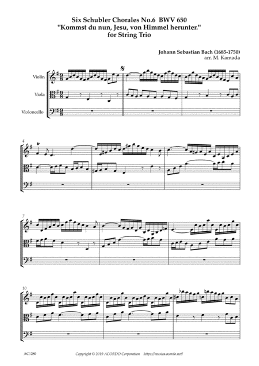 Six Schubler Chorales No.6 BWV 650 